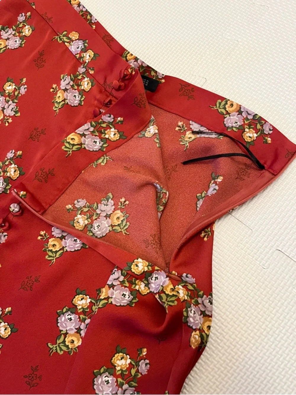 Zara Floral Midi Skirt Button Front Slit A-Line Size XL - Picture 8 of 12